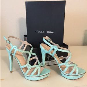 Teal Strappy Platform Sandals